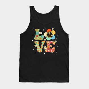 Love Peace Sign 60's 70's Costume Party Outfit Groovy Hippie Tank Top